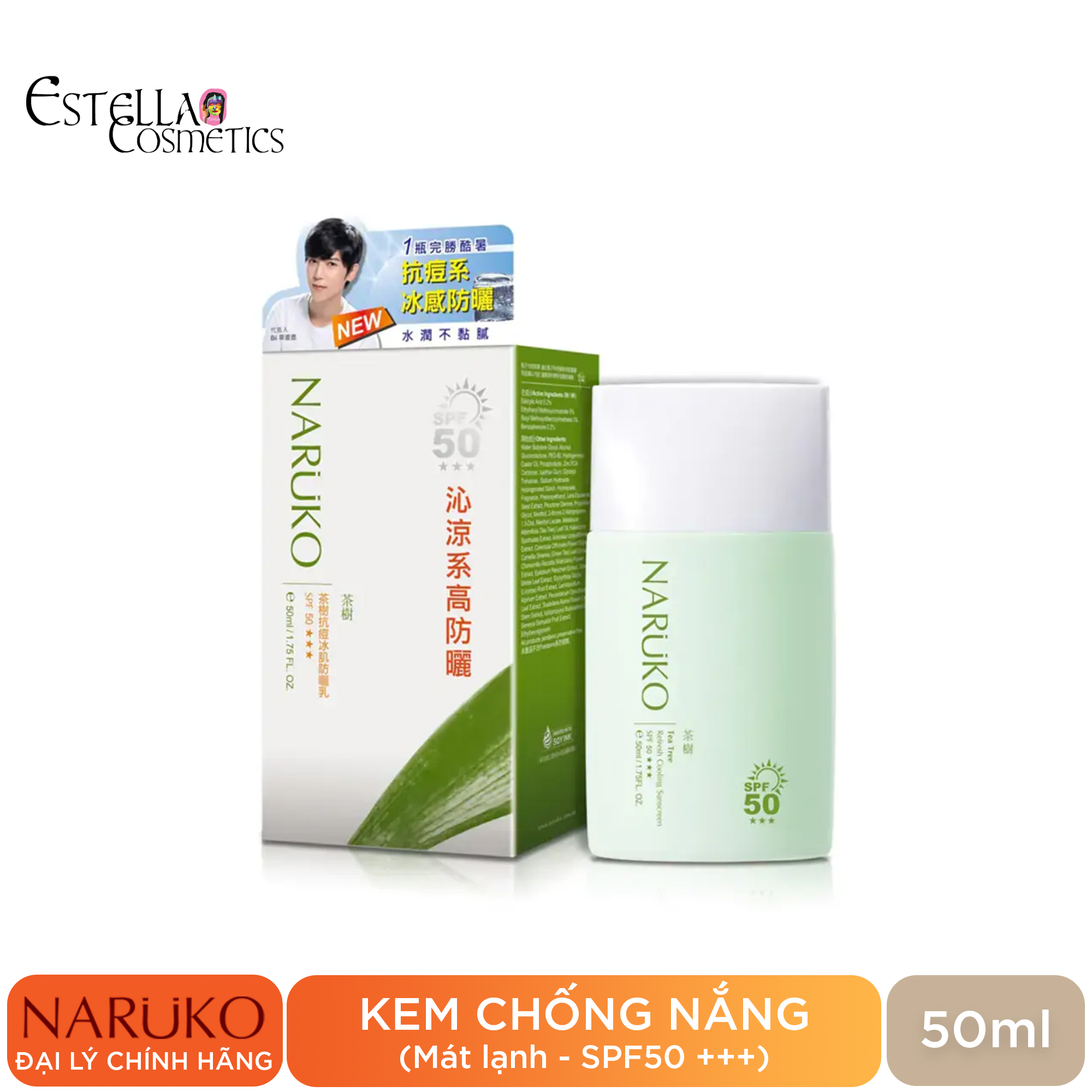 Kem Chống Nắng Naruko Tea Tree Refresh Cooling Sunscreen SPF 50+++ 50ml