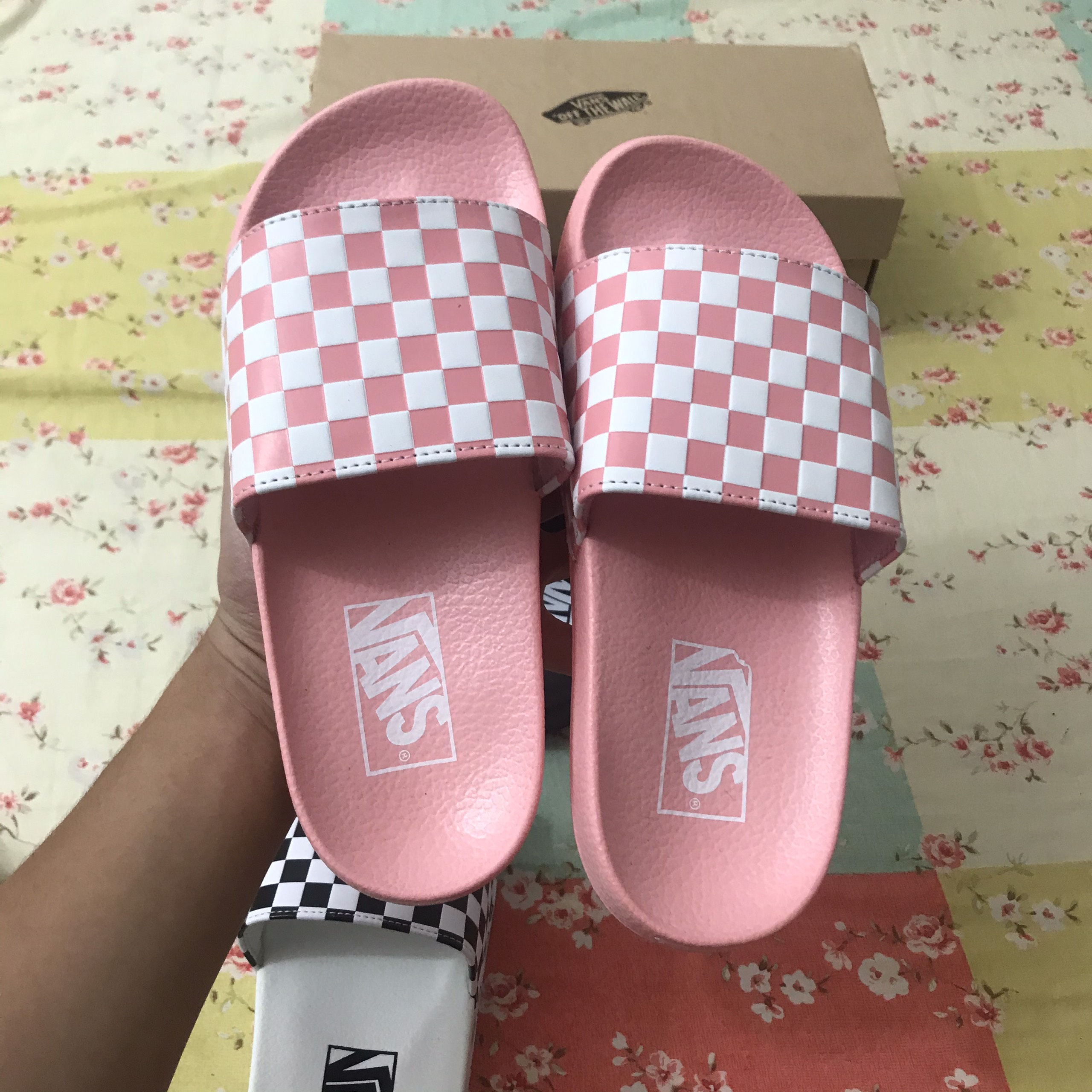 [HCM]Dép vans caro quai ngang [siêu nhẹ và êm] full box