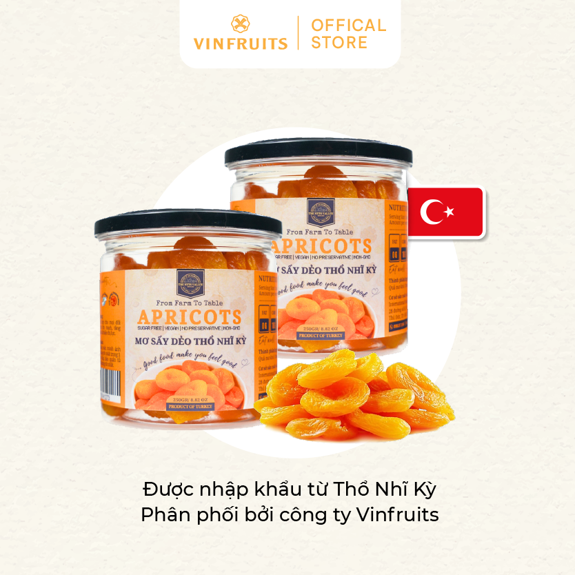 Mơ vàng sấy dẻo không đường dai giòn giàu dinh dưỡng turkey 250g/500g - vinfruits