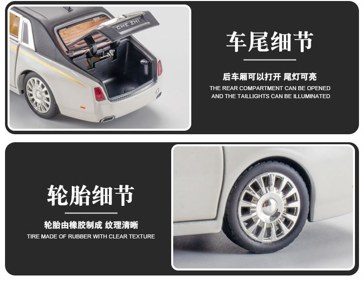 [CóboxTặngbiểnsố]Mô hình Siêu xe Rolls-Royce Phantom tỷ lệ 1.32 King Figure