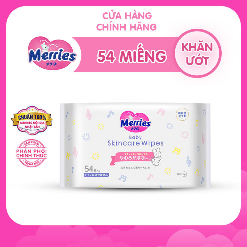 Gói Khăn Ướt Chăm Sóc Da Trẻ Em Merries (54 Miếng)