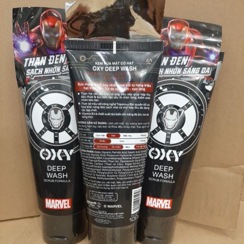 OXY Deep Wash (Scrub) - Kem rửa mặt có hạt sạch sâu 100g(mầu đen)