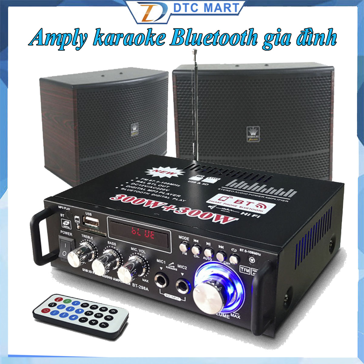 Âm ly mini Amply karaoke Bluetooth gia đình Amly Mini Bluetooth BT-298A Công Suất 2 Kênh 600W Tự Động Lọc Nhiễu và Tạp Âm  Âm Thanh Chuyên Nghiệp Công nghệ hiện đại tiện lợi. Bảo Hành Uy Tín