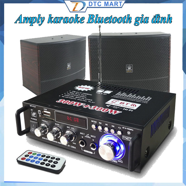 Âm ly mini, Amply karaoke Bluetooth gia đình, Amly Mini Bluetooth BT-298A Công Suất 2 Kênh 600W, Tự Động Lọc Nhiễu và Tạp Âm , Âm Thanh Chuyên Nghiệp, Công nghệ hiện đại tiện lợi. Bảo Hành Uy Tín
