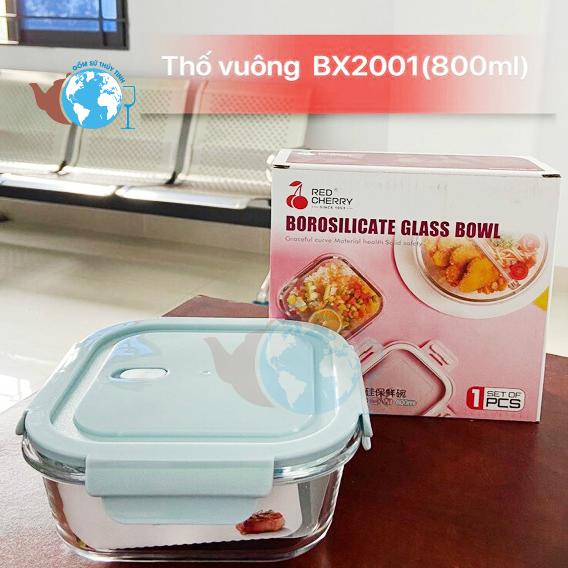 [HCM]Hộp thủy tinh đựng thực phẩm tủ lạnh hình VUÔNG LỚN 800ML (BX2001) thố thủy tinh bảo quản thực phẩm cao cấp - Hộp thủy tinh đựng thực phẩm dùng được lò viba để được ngăn đông lạnh - cao cấp