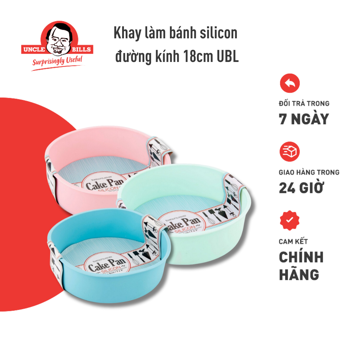Khay Nướng Bánh Hình Tròn Silicon Uncle Bills KC0017 (Giao màu ngẫu nhiên) - Hàng Nhập Khẩu