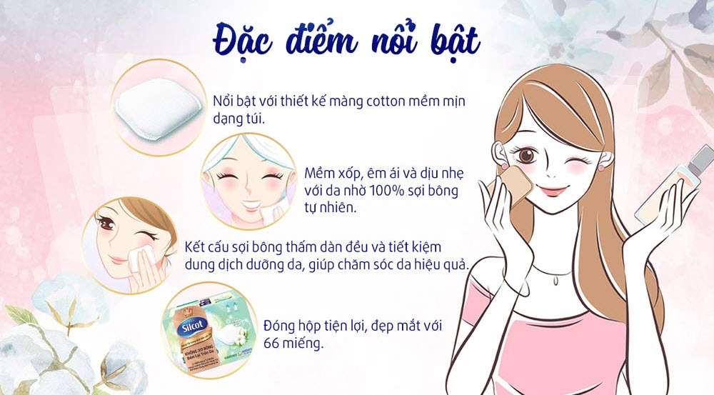 Bông Tẩy Trang Cao Cấp Silcot Premium 66 Miếng