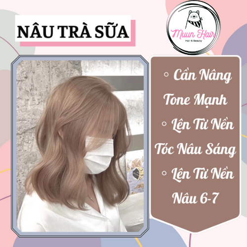 Thuốc Nhuộm Tóc Màu Nâu Trà Sữa [Tặng Kèm Oxy + Chụp Tóc + Găng Tay]