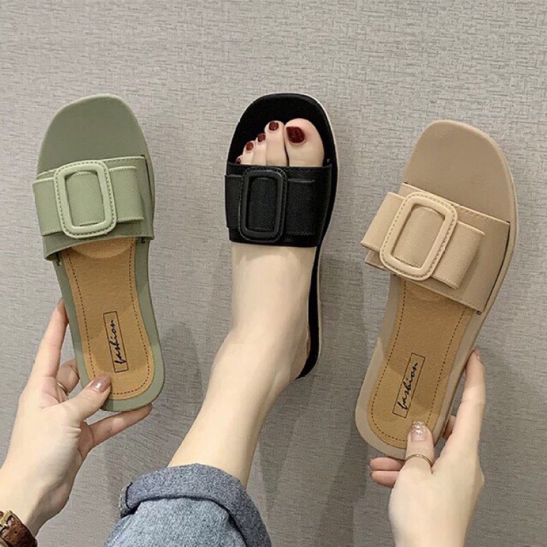 Dép Thời Trang Nữ Quai Ngang 2 Lớp Gắn Khuy Vuông Cực Sang Chảnh giá rẻ