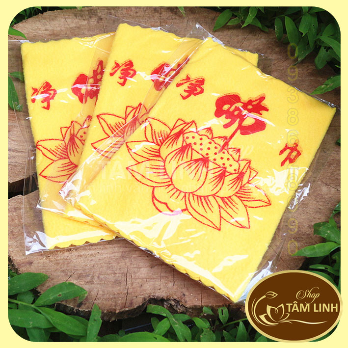 [Ảnh thật] Khăn lau bàn thờ Hoa Sen (lau tượng,Phật...)