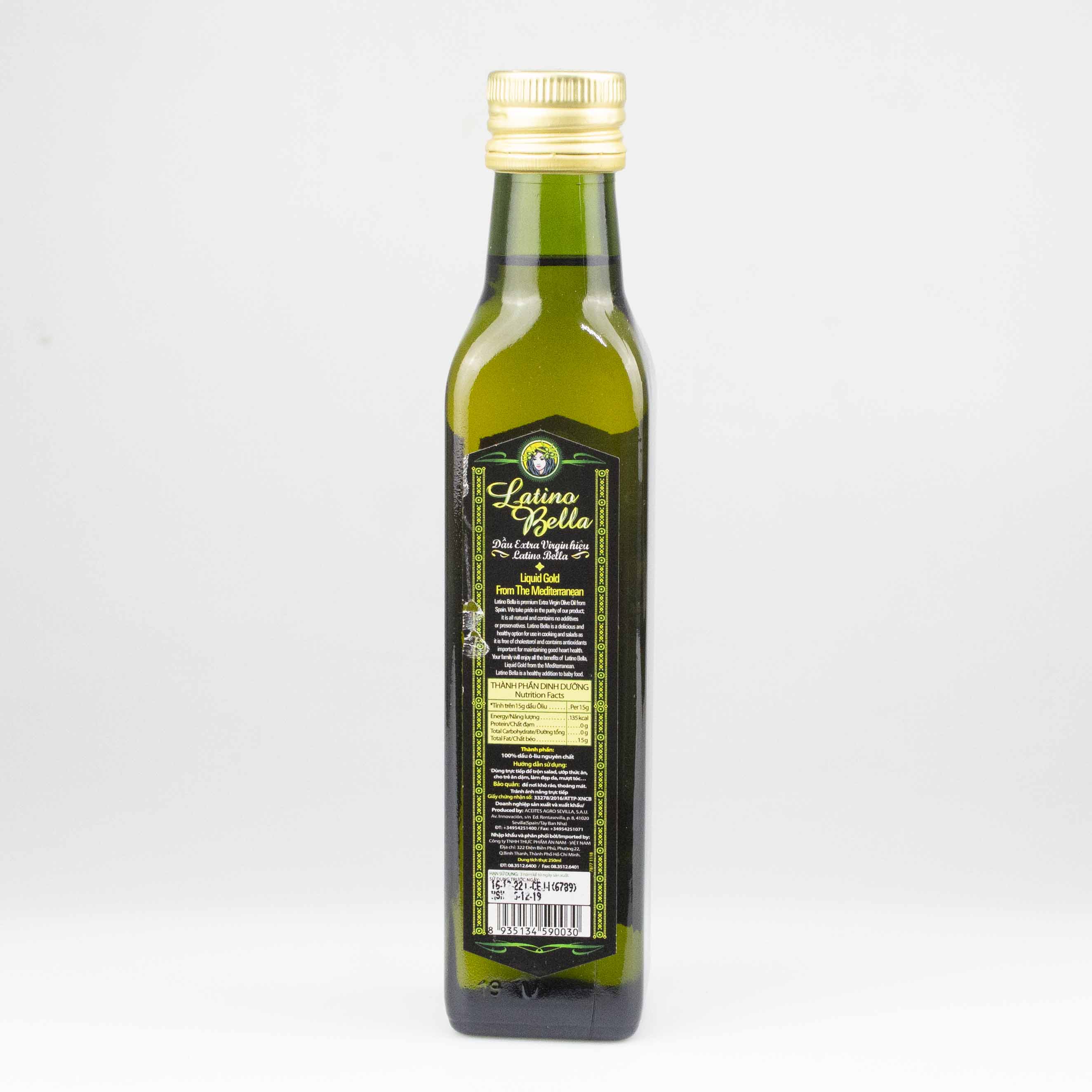 Dầu Extra Virgin hiệu Latino Bella 250ml