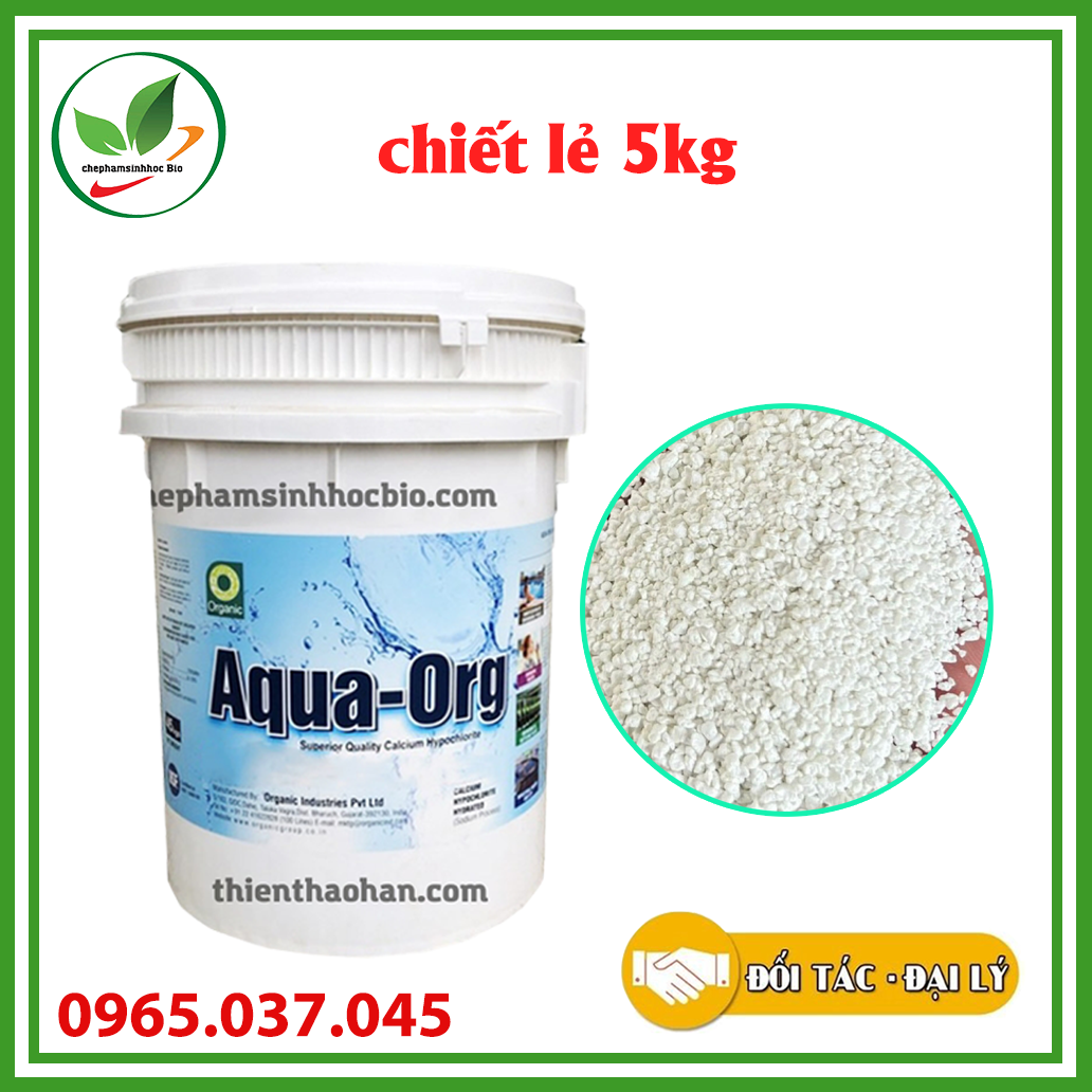 Bột hóa chất Clorin 70% Aqua ORG - Ấn Độ. Thùng 5kg