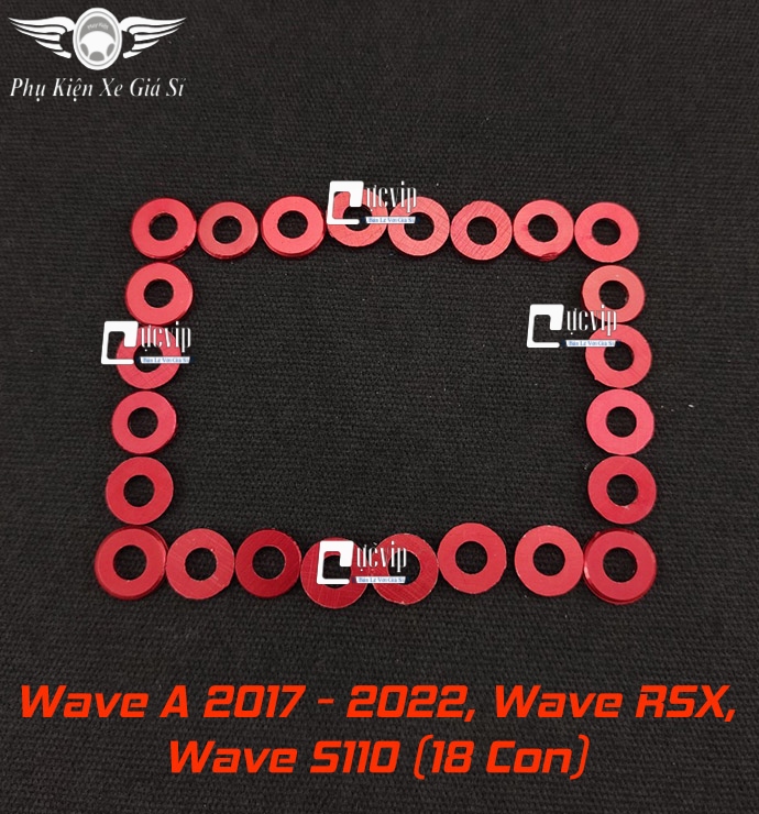 Combo 18 con lông đền đỏ nhôm cnc 6li gắn ốc lốc máy xe wave a 2017 - 2022, wave rsx, wave s110 ms5234