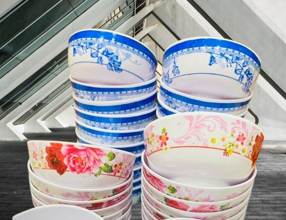 Chén Ăn Cơm In BÔng MeLamine Hạn Chế Vở, Chén Nhẹ Dễ Sử Dụng