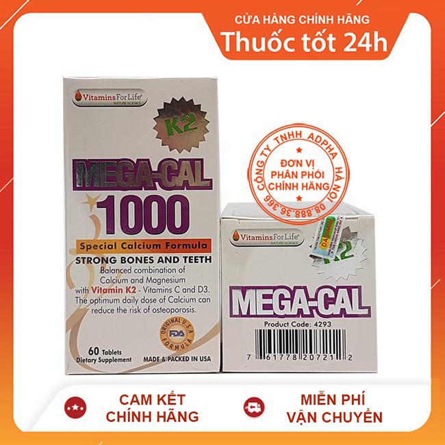 ✔️ Mega Cal K2 Bổ sung 1000mg Canxi