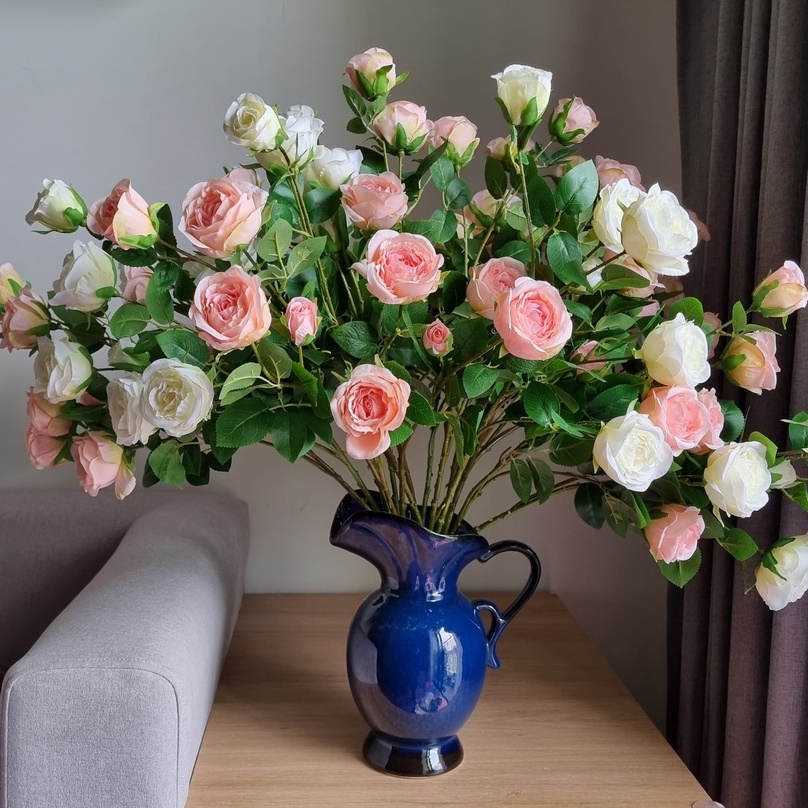 Lọ hoa trang trí men xanh hỏa biến cao 29 cm - Bình gốm sứ Bát Tràng dáng quai sữa MẬU LÝ BÁT TRÀNG TRUNG HANH BAT TRANG CERAMICS