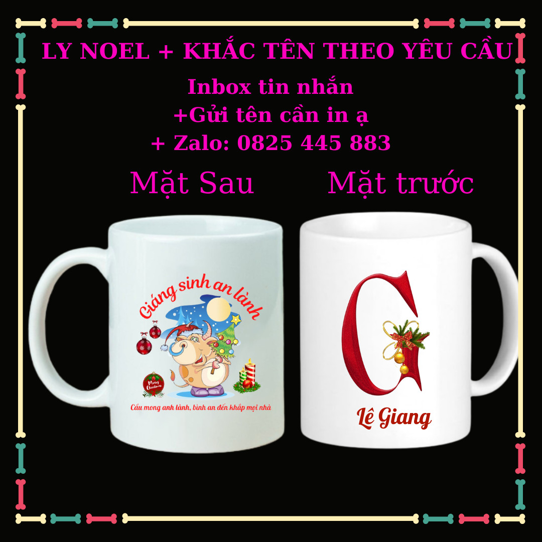 Ly Sứ, Cốc Sứ in yêu cầu Tặng Noel, Noen, Giáng sinh-Quà tặng, Quà Lưu Niện ý nghĩa, In hình, chữ theo yêu cầu