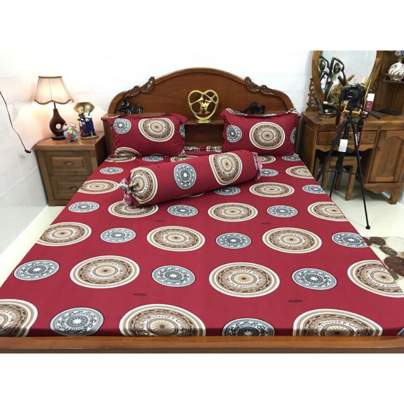 Bộ drap ga giường nệm 30cm thun lạnh hàn quốc gồm 1 drap 2 áo gối nằm 1 áo gối ôm