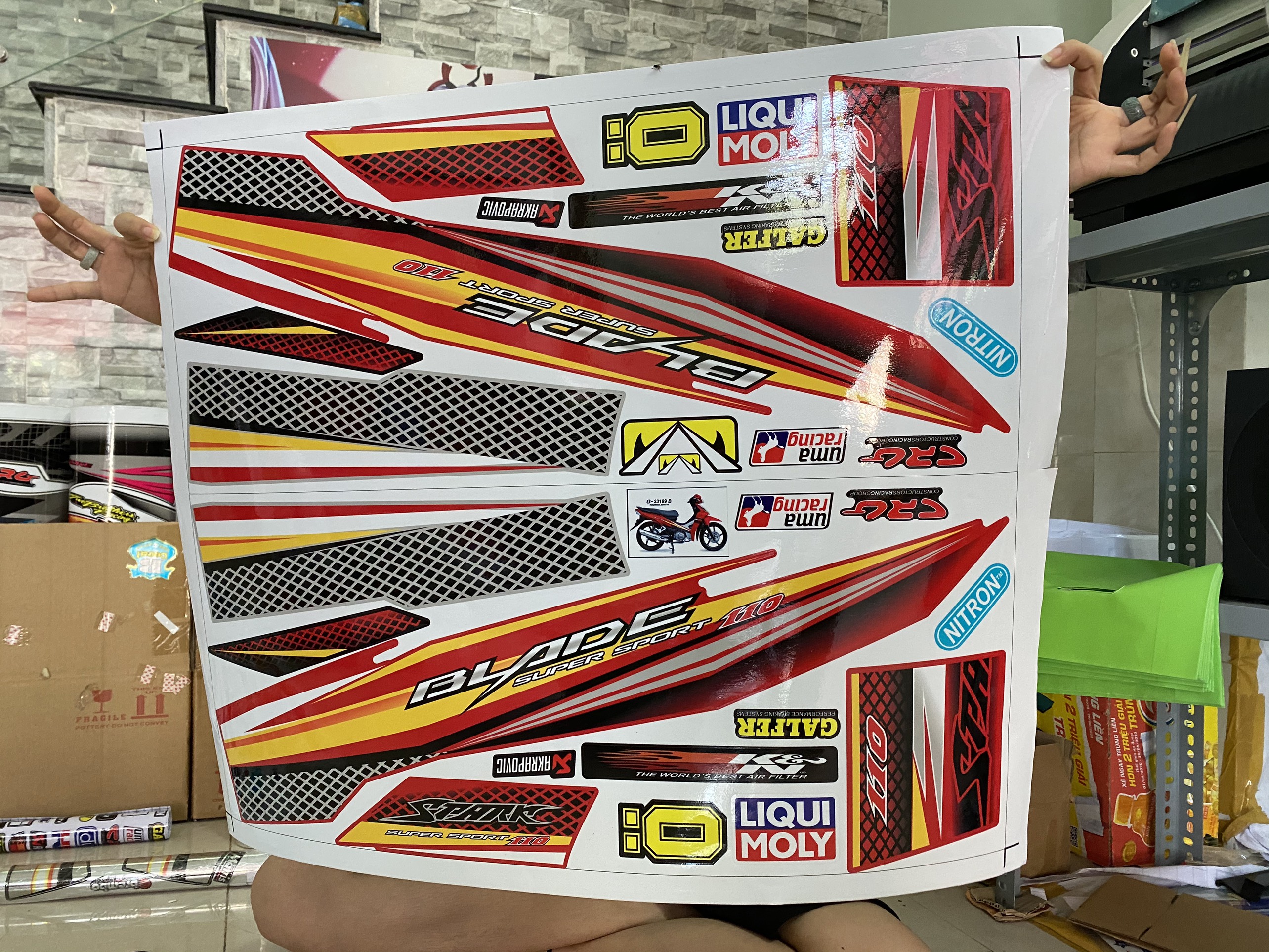 Tem rời honda wave blade 110 dán xe đỏ