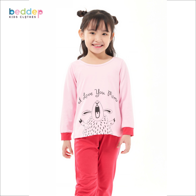 Nơi bán Đồ bộ Beddep Kids Clothes chất thun in hình cừu cho bé gái từ 1 đến 8 tuổi G12