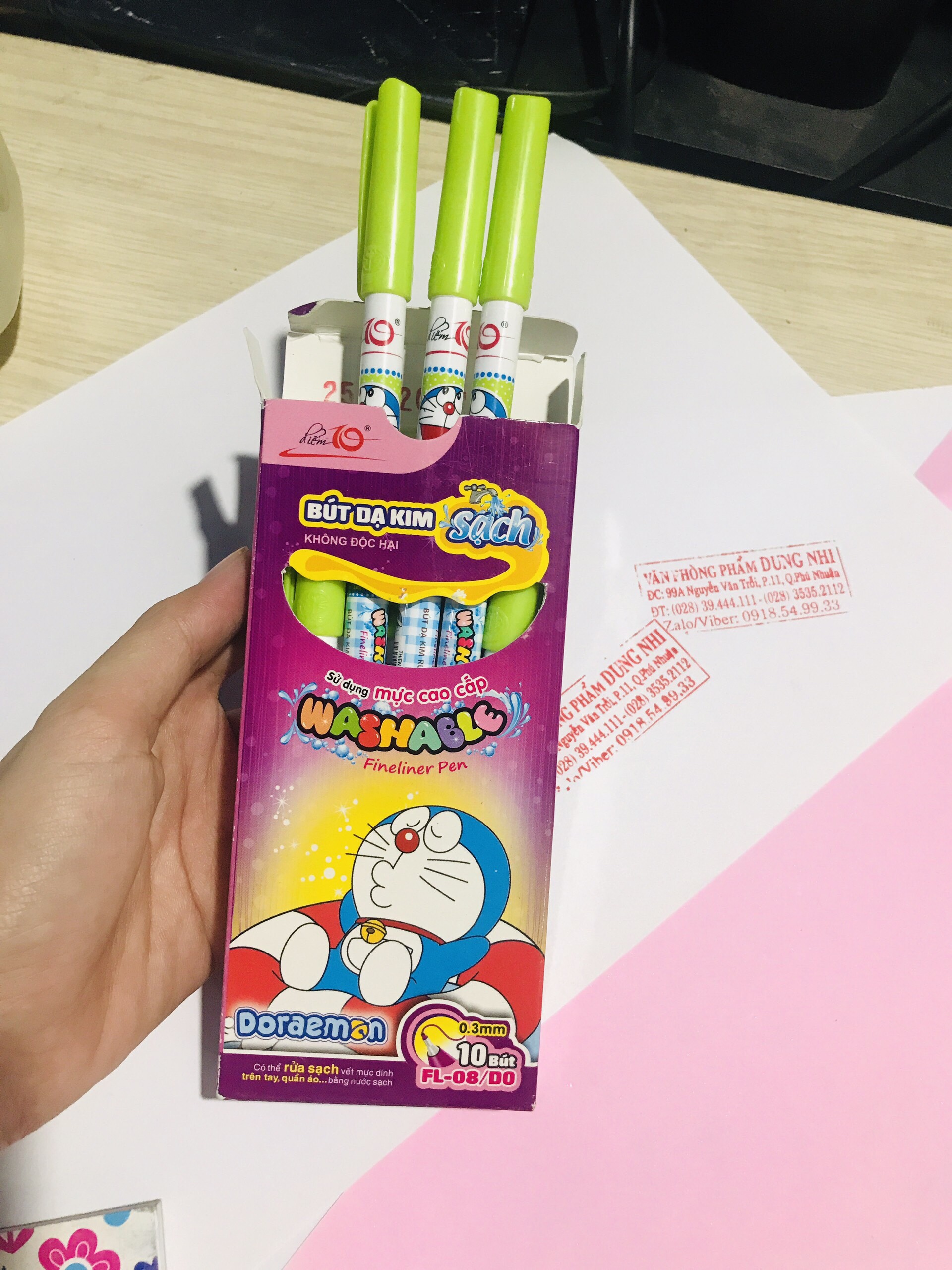 [HCM]Bút lông kim Tím Thiên Long 08 Doraemon (combo 10 cây/ hộp)