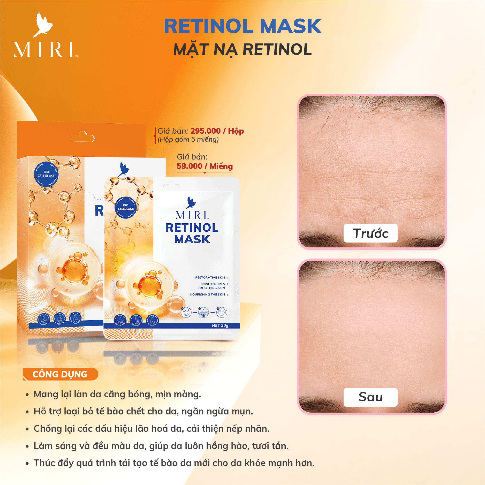Mặt Nạ Chống Lão Hóa - Retinol Mask MIRI (30gr)