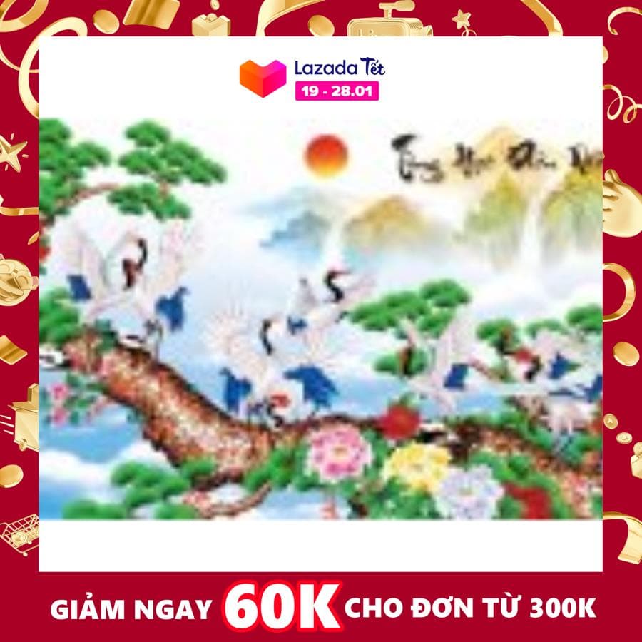 Tranh dán tường 3D phong thủy Tùng hạc diên niên VTC LunaTM-0092