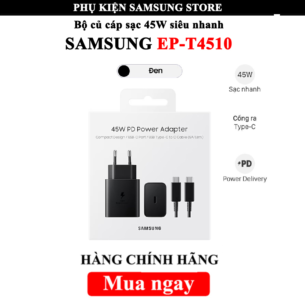 [45W] Bộ củ cáp sạc nhanh Samsung 45W chuẩn PD