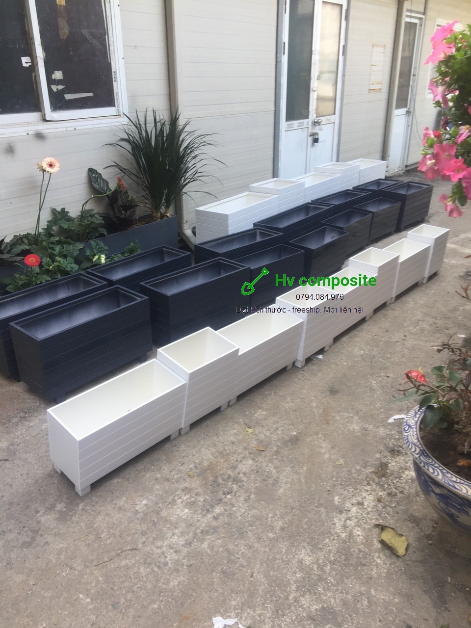 Chậu composite mẫu sole cao thấp [ có tặng kèm chân đế ]