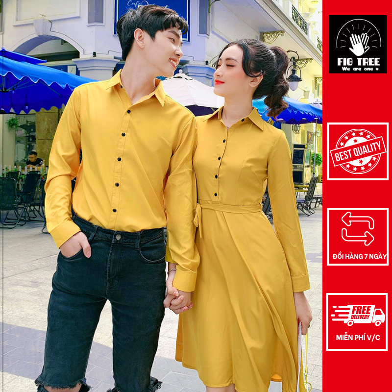 Sơ mi váy đôi figtree vàng sang chảnh <3