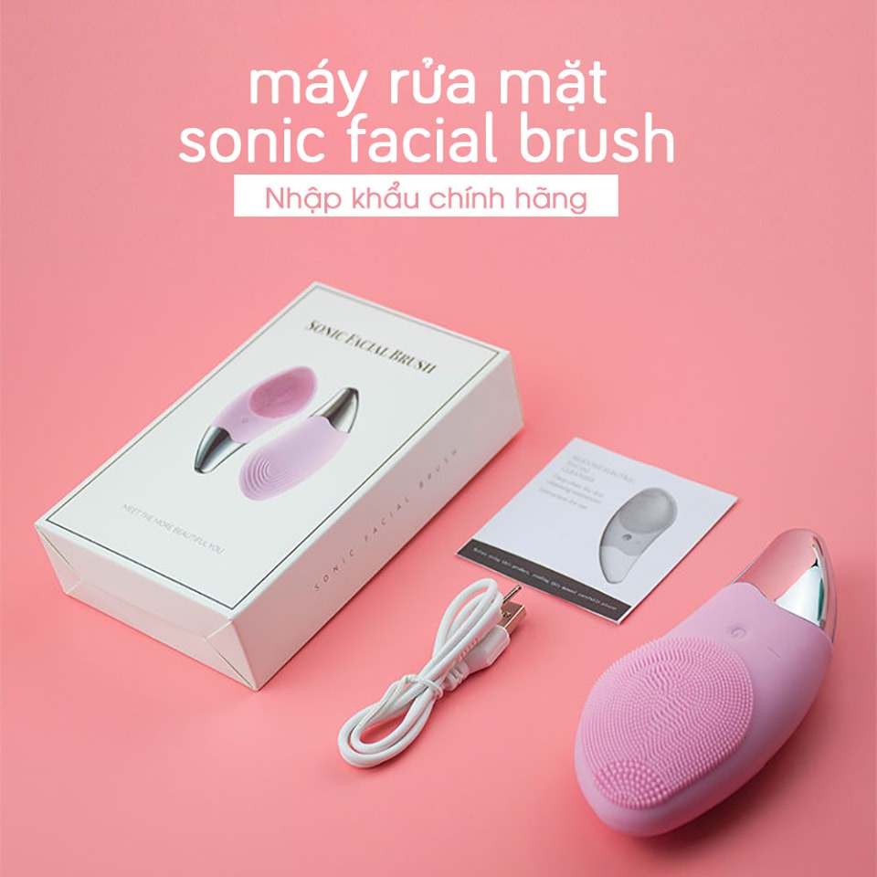 [HCM](HÀNG HOT) Máy Rửa Mặt dài Máy massage SONIC CLEANSER rửa mặt cầm tay Silicon - Tẩy Tế Bào Chết-máy mát xa mặt ion máy rửa mặt và massage máy massage mặt máy massage mặt mini - Làm Sạch Sâu