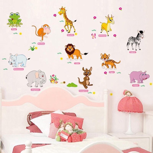 Decal dán tường Thú Tiếng Anh 2
