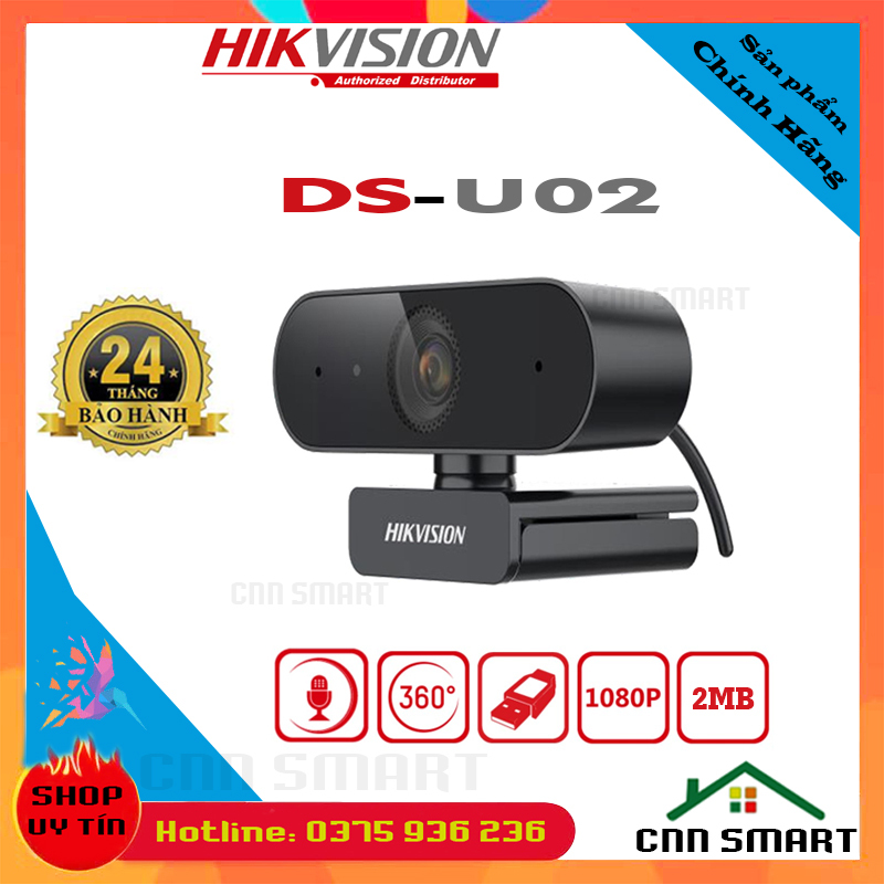 [ Chính hãng ] Webcam Máy Tính HIKVISION DS-U02 FullHD độ phân giải 1920x1080 WC tích hợp mic chuyên dụng cho Livestream, Học và làm Online