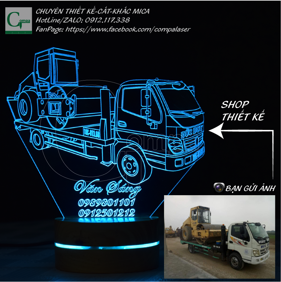 LED lamp Mica 3D shape car truck, Ben, pull head design according to the requirements