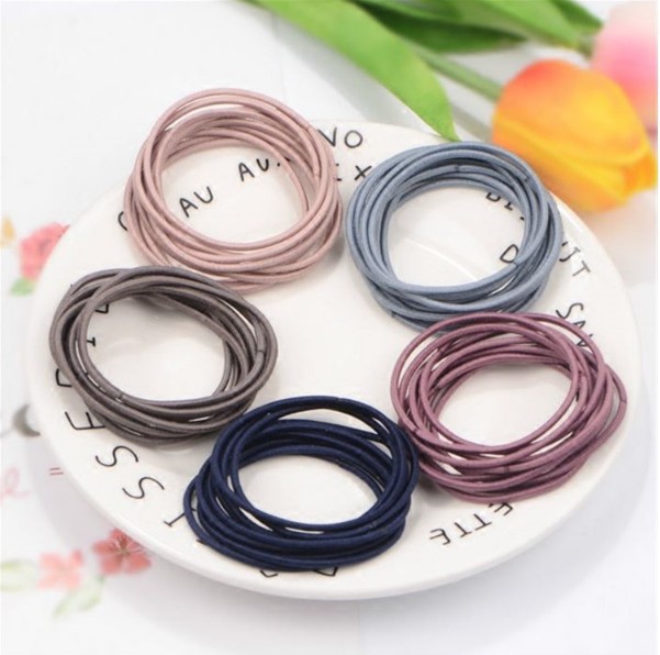 Túi Zip 100 Thun Buộc Tóc, Dây Cột Tóc Nhiều Màu, Dễ Cột, Không Đau Tóc
