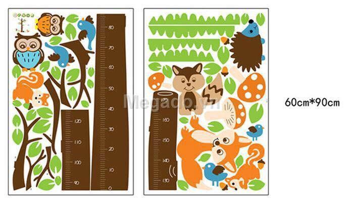 decal dán tường mẫu thước đo sóc cỡ lớn