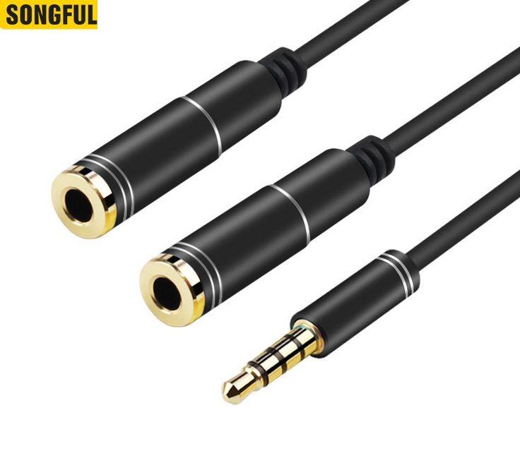 Dây chia từ 1 ra 2 tai nghe hoặc 2 loa SONGFUL mạ vàng cao cấp, Jack chia ra 2 tai nghe 4 khấc - Jack 2 (màu ngẫu nhiên)