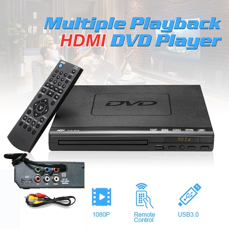 1080P HD 15W LCD DVD Player Compact Multi Region Video HDMI MP4 MP3 CD USB Controller DVD Player with HDMI Port