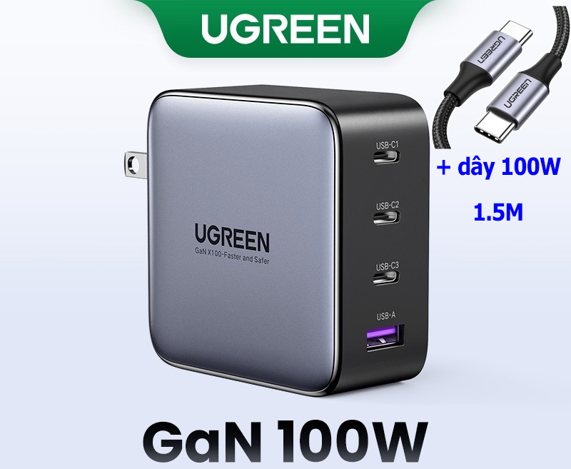 Ugreen gan 65w - 100w usb-c usb-a sạc fast charge