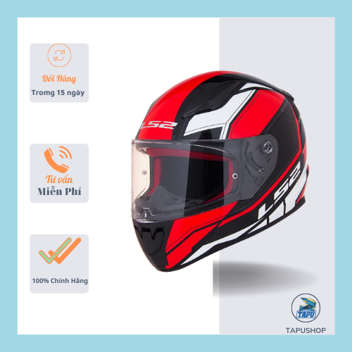 [CHÍNH HÃNG] MŨ BẢO HIỂM FULLFACE LS2 FF353 RAPID TRẮNG ĐỎ ( Tặng kèm khăn trùm ninja )