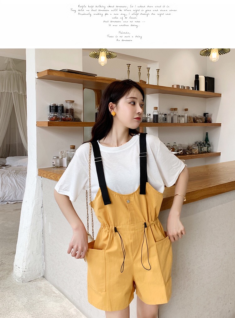 Set áo thun quần yếm kaki  Hàn Quốc