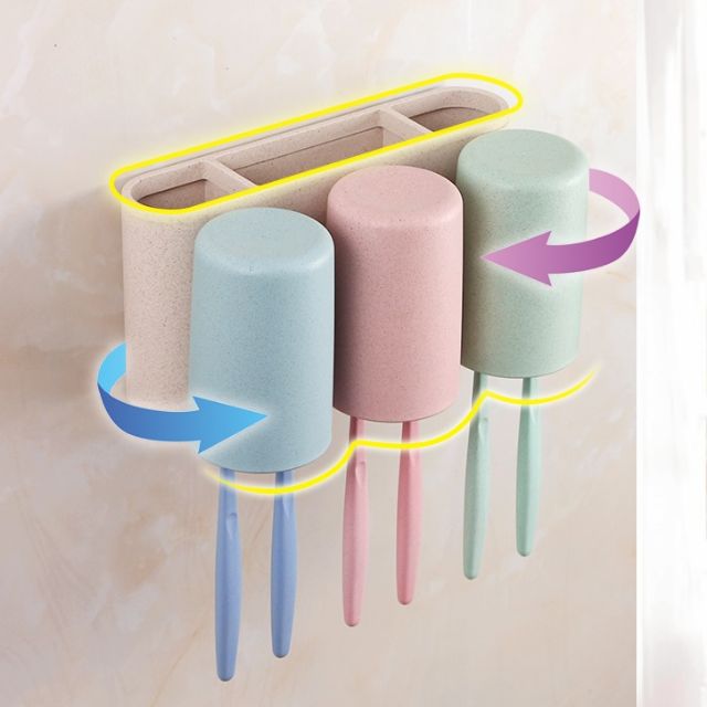 Kệ để kem đánh răng và bàn chải kèm 3 cốc E1615