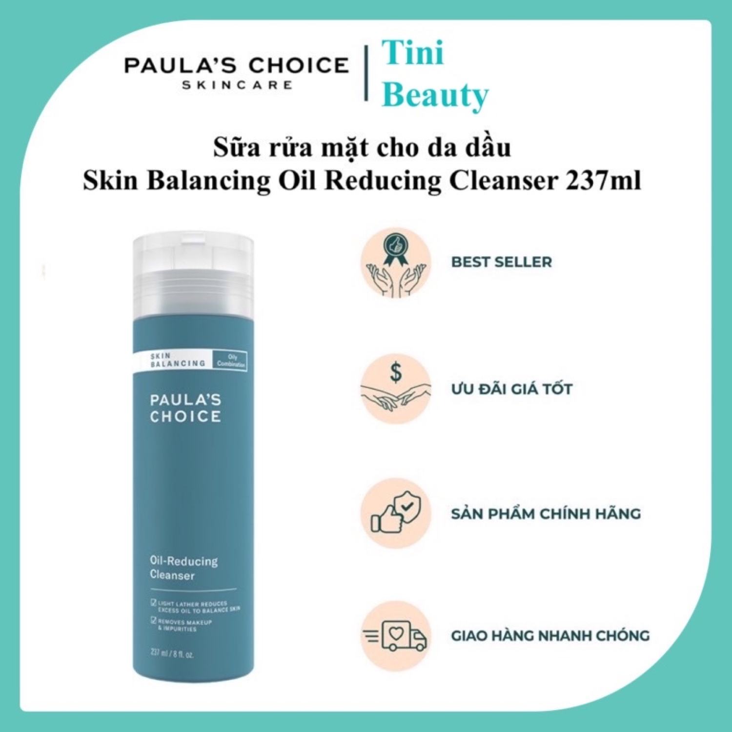 Hàng chính hãng Sữa rửa mặt cho da dầu Paula s Choice Skin Balancing Oil