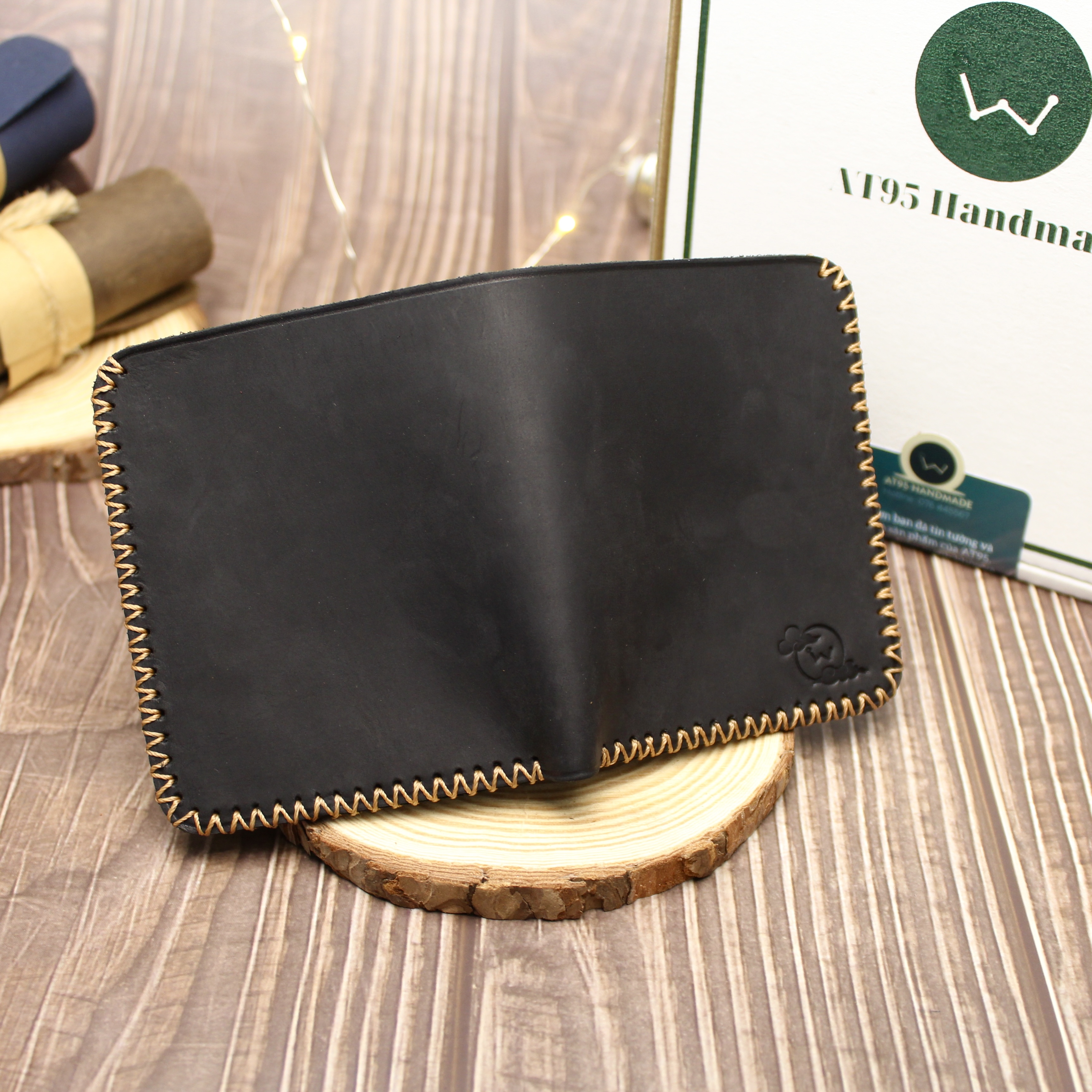 Ví Đứng Mini Nhỏ Gọn Henry Da Bò Thật Hàng Thủ Công