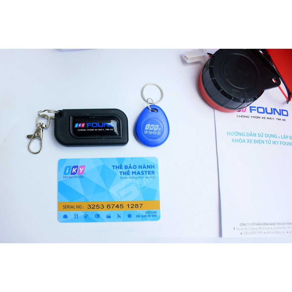 Chống trộm xe máy remote + thẻ từ IKY FOUND có remote điều khiển từ xa