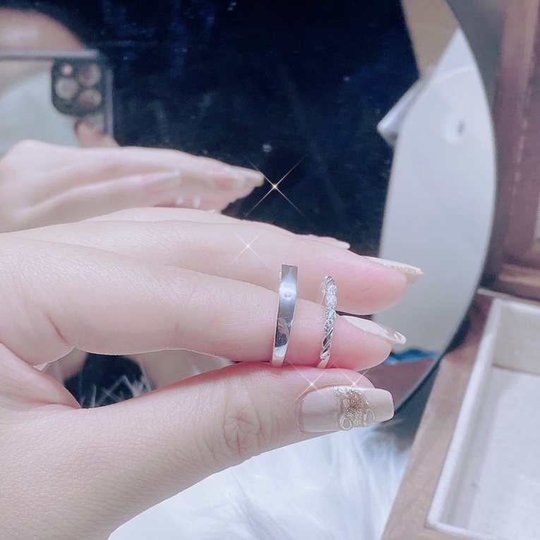 Nhẫn đôi bạc TLEE mẫu đeo đôi mẫu Twisted TleeJewelry ND0104
