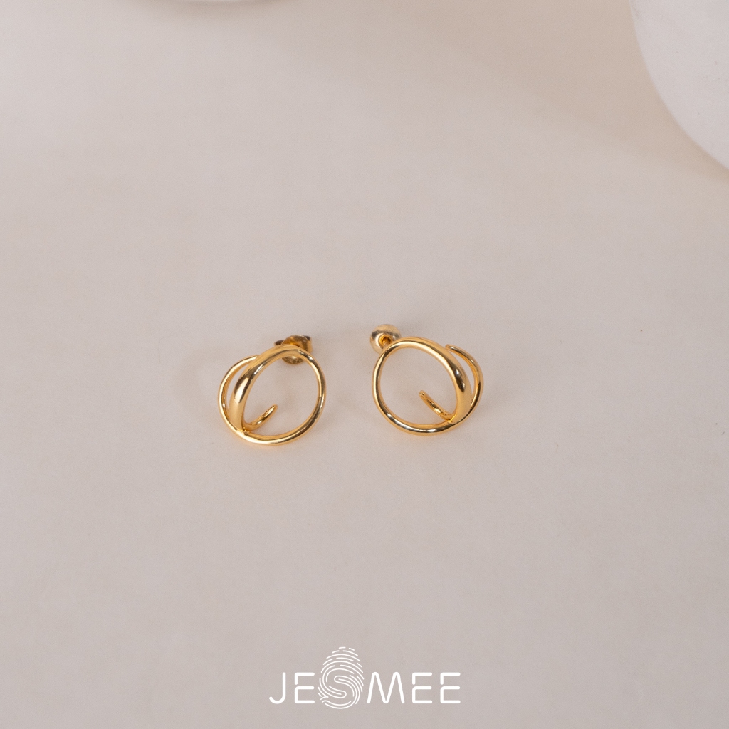 [1.12-GIẢM 15K ĐƠN 299K]- Khuyên tai nữ Curvy Hoop JESMEE - E6661