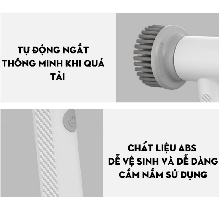 Chổi điện cọ nhà vệ sinh cầm tay đa năng mini Xiaomi Xiaoda - công suất lớn 10W chà bồn cầu sạc pin dễ dàng thay thế 5 đầu