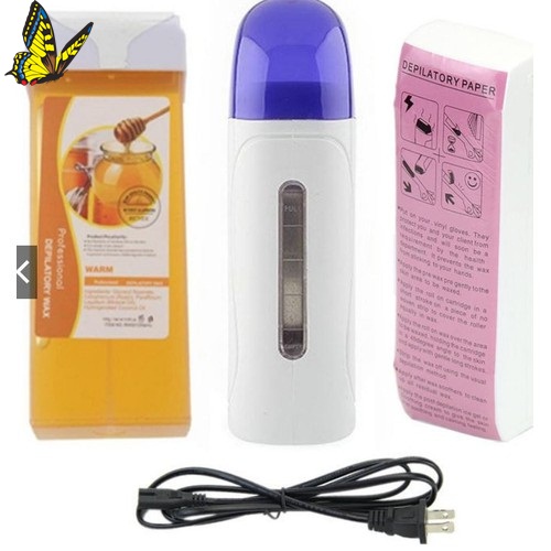 Combo máy wax lông Depilatory + giấy wax+sáp mật ong