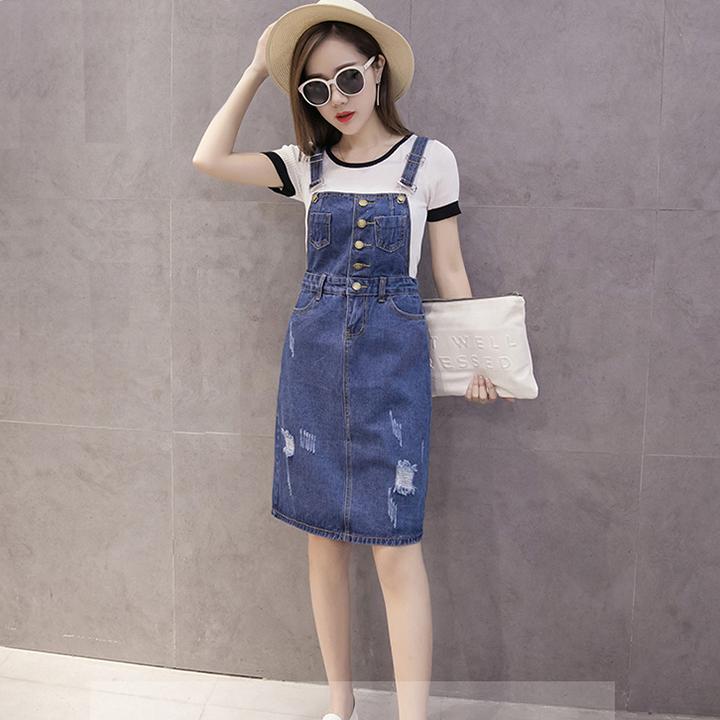 [HCM]Chân Váy Yếm Jean Nữ Duyên Dáng